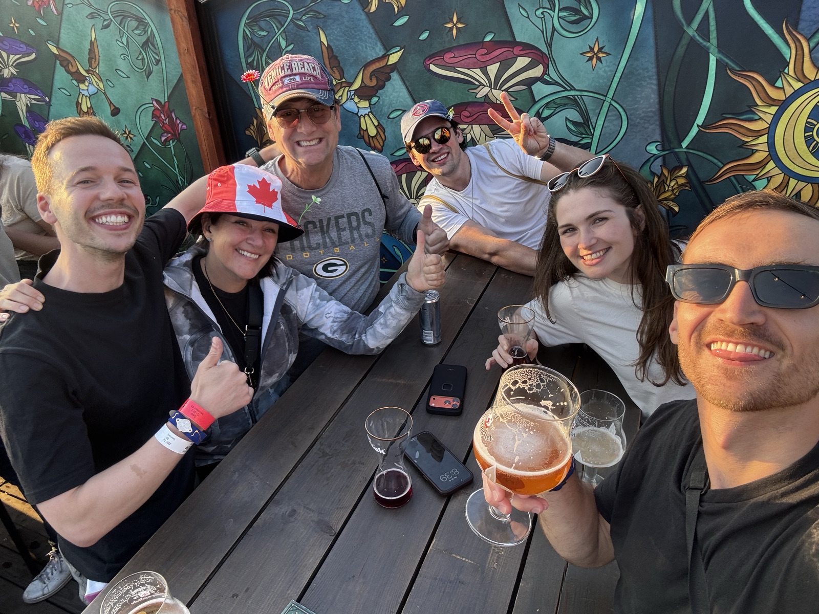 The full crew of six at DreamVille, Tomorrowland 2026